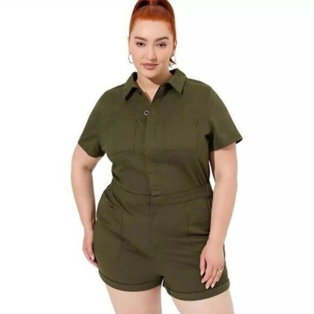 nwt Torrid Utility Twill Romper Olive Green size 22 / 3XL (Plus Size)